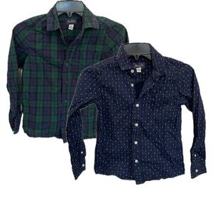 Lot of 2 The Children’s Place Boys Fall Navy Plaid Print Poplin Button Up Shirts
